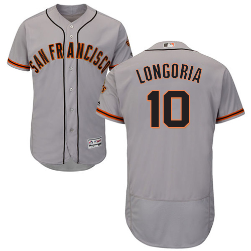 Giants #10 Evan Longoria Grey Flexbase Authentic Collection Road Stitched MLB Jersey